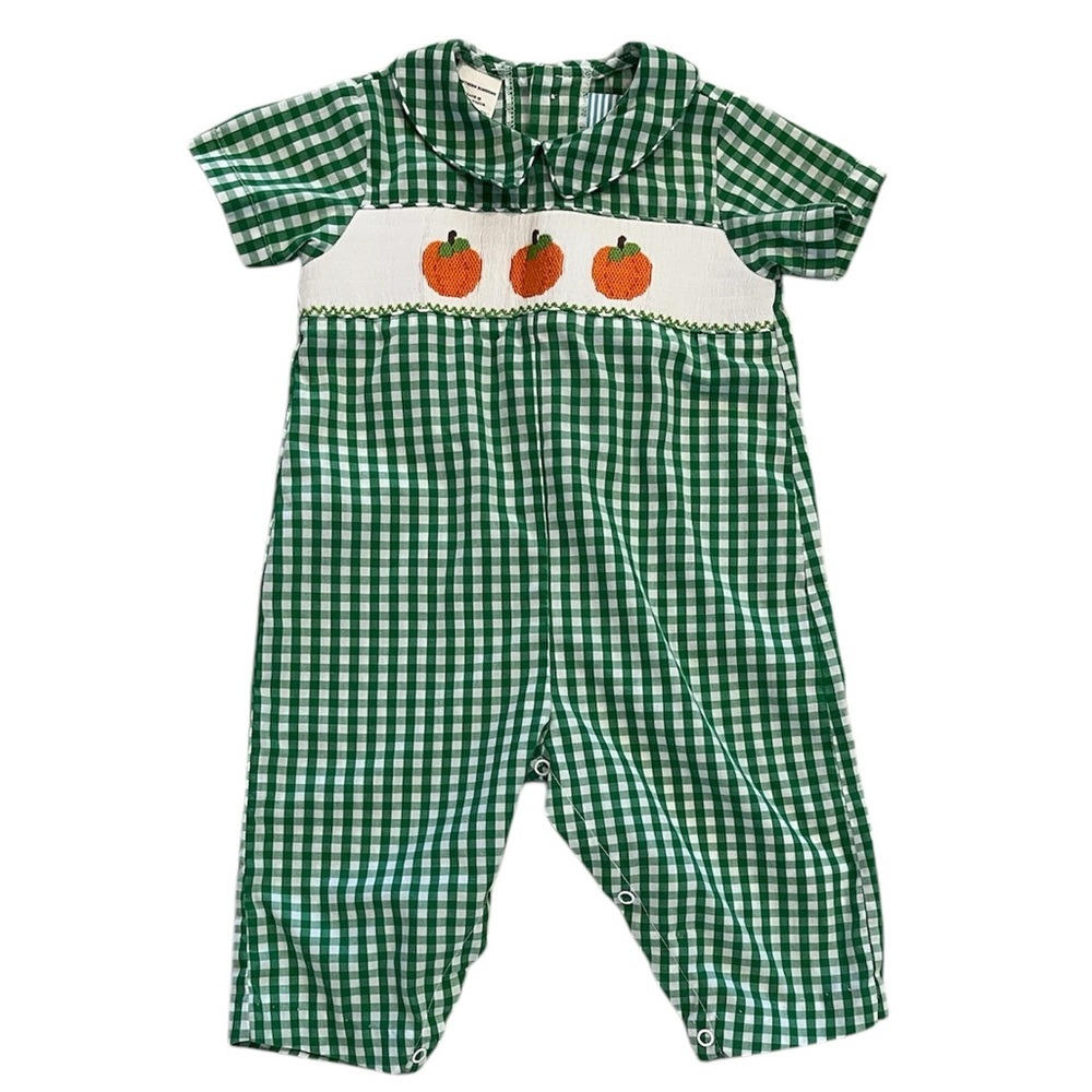 Southern Sunshine • Smocked Pumpkin Longall - 9 mo